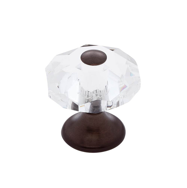 JVJ Hardware - Pure Elegance Collection Old World Bronze Finish 28 mm (1-1/8'') Eight Sided Faceted 31 percent Leaded Crystal Knob With Cap - Old World Bronze