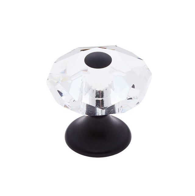 JVJ Hardware - Pure Elegance Collection Oil Rubbed Bronze Finish 28 mm (1-1/8'') Eight Sided Faceted 31 percent Leaded Crystal Knob With Cap - Oil Rubbed Bronze