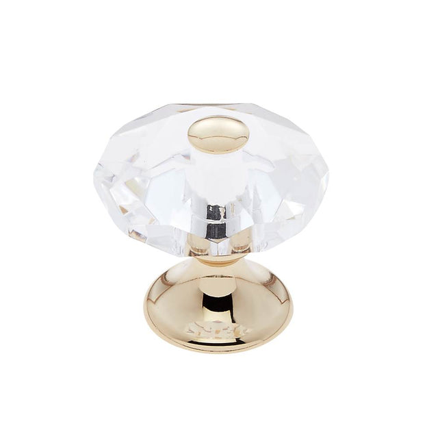 JVJ Hardware - Pure Elegance Collection 24K Gold Plated Finish 28 mm (1-1/8'') Eight Sided Faceted 31 percent Leaded Crystal Knob With Cap - 24k Gold
