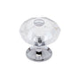 JVJ Hardware - Pure Elegance Collection Polished Chrome Finish 28 mm (1-1/8'') Eight Sided Faceted 31 percent Leaded Crystal Knob With Cap - Polished Chrome