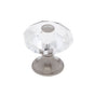 JVJ Hardware - Pure Elegance Collection Satin Nickel Finish 28 mm (1-1/8'') Eight Sided Faceted 31 percent Leaded Crystal Knob With Cap - Satin Nickel
