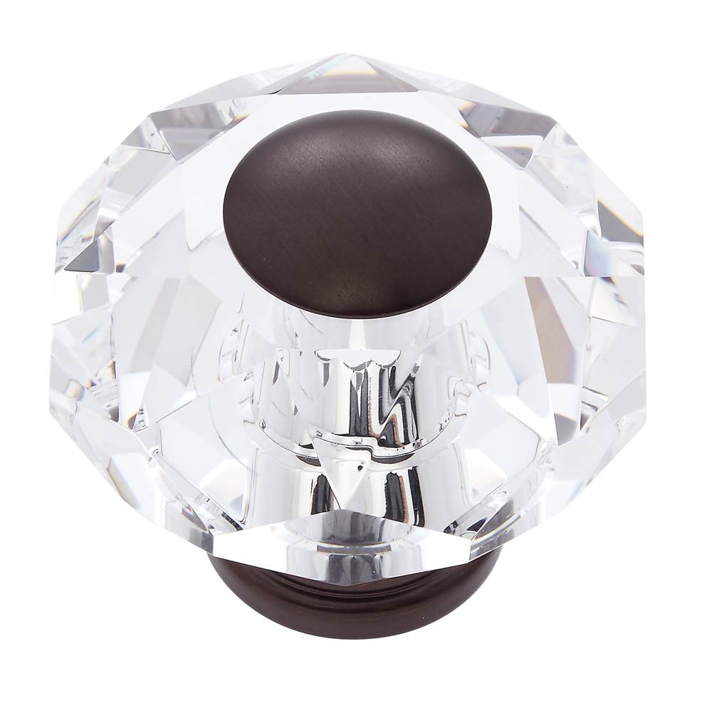 JVJ Hardware - Pure Elegance Collection Old World Bronze Finish 60 mm (2-3/8'') Eight Sided Faceted 31 percent Leaded Crystal Knob - Old World Bronze