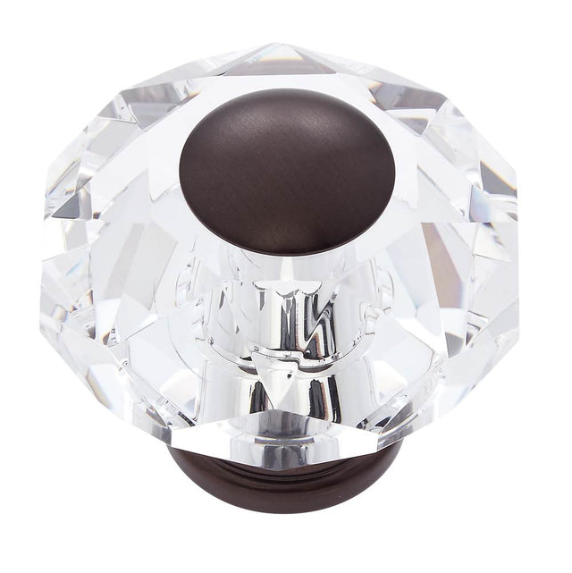 JVJ Hardware - Pure Elegance Collection Old World Bronze Finish 60 mm (2-3/8'') Eight Sided Faceted 31 percent Leaded Crystal Knob - Old World Bronze