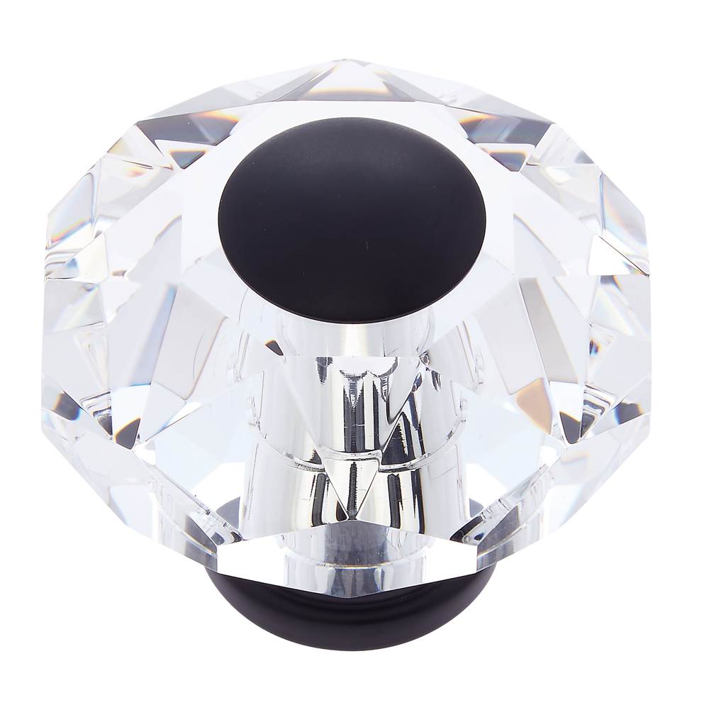 JVJ Hardware - Pure Elegance Collection Oil Rubbed Bronze Finish 60 mm (2-3/8'') Eight Sided Faceted 31 percent Leaded Crystal Knob - Oil Rubbed Bronze