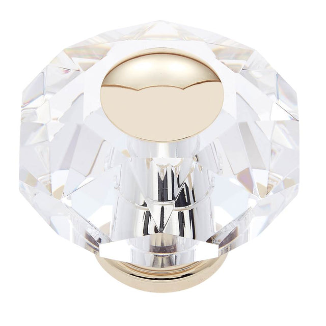 JVJ Hardware - Pure Elegance Collection 24K Gold Plated Finish 60 mm (2-3/8'') Eight Sided Faceted 31 percent Leaded Crystal Knob - 24k Gold