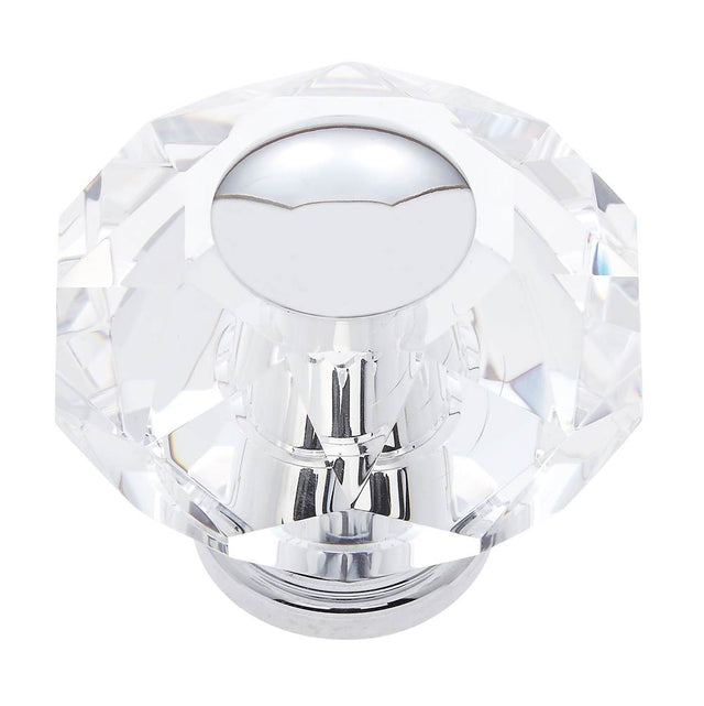 JVJ Hardware - Pure Elegance Collection Polished Chrome Finish  60 mm (2-3/8'') Eight Sided Faceted 31 percent Leaded Crystal Knob - Polished Chrome