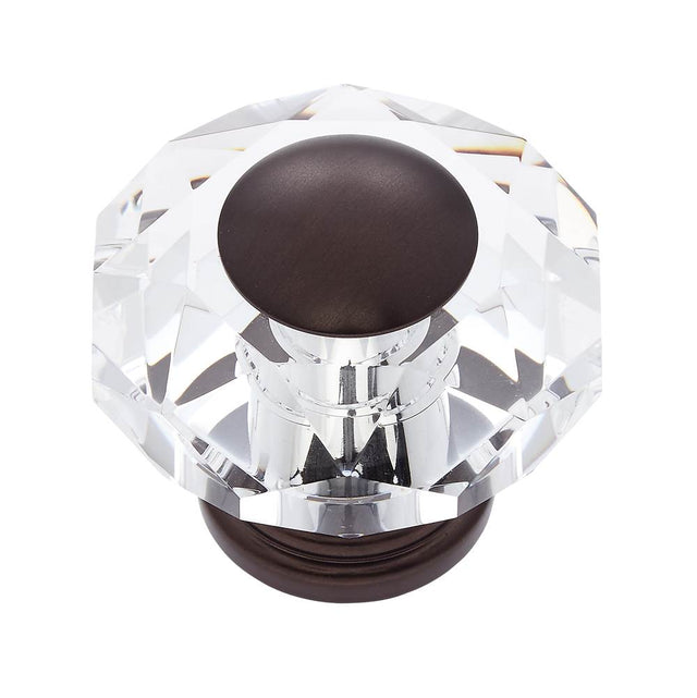 JVJ Hardware - Pure Elegance Collection Old World Bronze Finish 50 mm (2'') Eight Sided Faceted 31 percent Leaded Crystal Knob With Cap - Old World Bronze