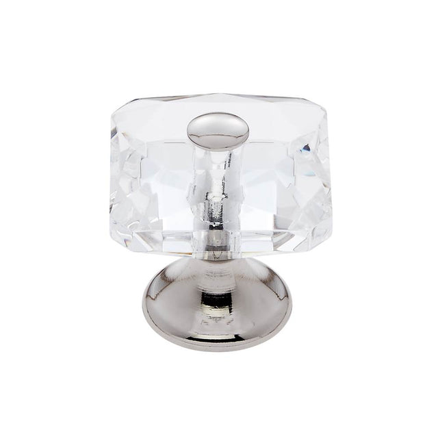 JVJ Hardware - Pure Elegance Collection Polished Nickel Finish 28 mm (1-1/8'') Square 31 percent Leaded Crystal Knob With Cap - Polished Nickel
