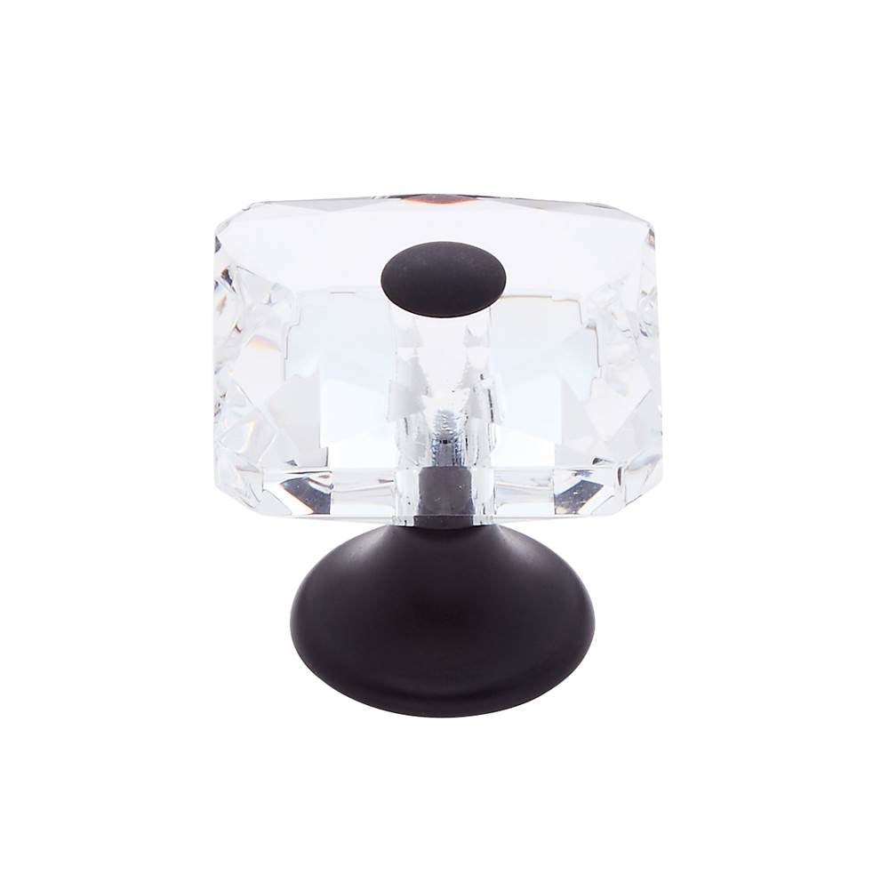 JVJ Hardware - Pure Elegance Collection Oil Rubbed Bronze Finish 28 mm (1-1/8'') Square 31 percent Leaded Crystal Knob With Cap - Oil Rubbed Bronze