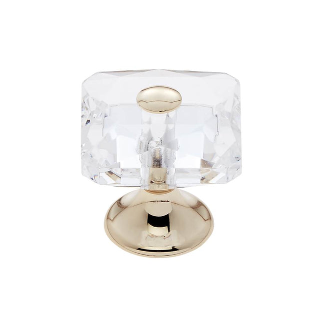 JVJ Hardware - Pure Elegance Collection 24K Gold Plated Finish 28 mm (1-1/8'') Square 31 percent Leaded Crystal Knob With Cap - 24k Gold