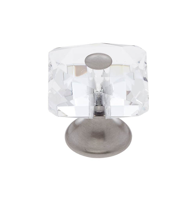 JVJ Hardware - Pure Elegance Collection Satin Nickel Finish 28 mm (1-1/8'') Square 31 percent Leaded Crystal Knob With Cap - Satin Nickel