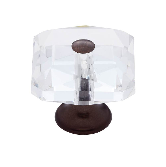 JVJ Hardware - Pure Elegance Collection Old World Bronze Finish 35 mm (1-3/8'') Square 31 percent Leaded Crystal Knob With Cap - Old World Bronze