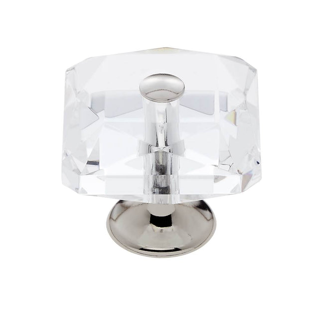 JVJ Hardware - Pure Elegance Collection Polished Nickel Finish 35 mm (1-3/8'') Square 31 percent Leaded Crystal Knob With Cap - Polished Nickel