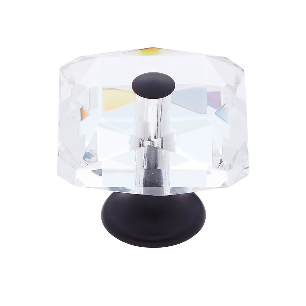 JVJ Hardware - Pure Elegance Collection Oil Rubbed Bronze Finish 35 mm (1-3/8'') Square 31 percent Leaded Crystal Knob With Cap - Oil Rubbed Bronze