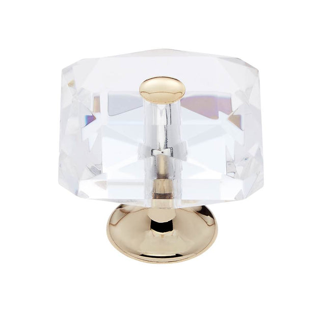 JVJ Hardware - Pure Elegance Collection 24K Gold Plated Finish 35 mm (1-3/8'') Square 31 percent Leaded Crystal Knob With Cap - 24k Gold