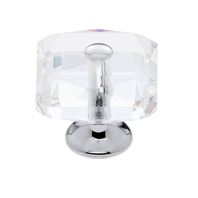 JVJ Hardware - Pure Elegance Collection Polished Chrome Finish 35 mm (1-3/8'') Square 31 percent Leaded Crystal Knob With Cap - Polished Chrome