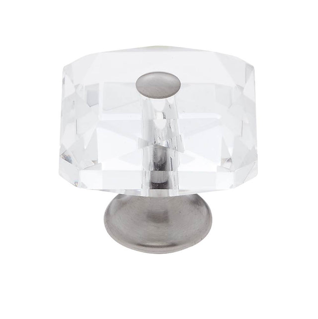 JVJ Hardware - Pure Elegance Collection Satin Nickel Finish 35 mm (1-3/8'') Square 31 percent Leaded Crystal Knob With Cap - Satin Nickel