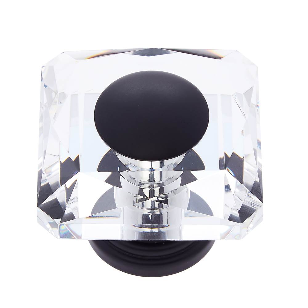 JVJ Hardware - Pure Elegance Collection Oil Rubbed Bronze Finish 50 mm (2'') Square 31 percent Leaded Crystal Knob With Cap - Oil Rubbed Bronze
