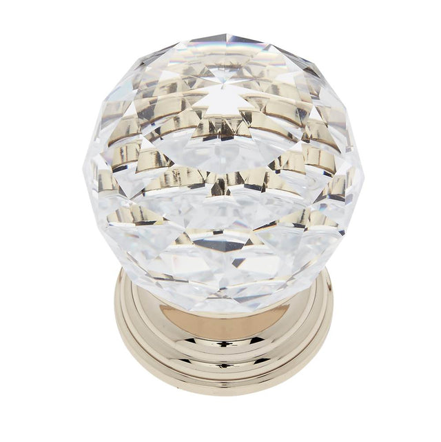 JVJ Hardware - Pure Elegance Collection 24K Gold Plated Finish 50 mm (2'') Round Faceted 31 percent Leaded Crystal Knob, Composition Leaded Crystal and Solid Brass - 24k Gold