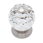 JVJ Hardware - Pure Elegance Collection Satin Nickel Finish 50 mm (2'') Round Faceted 31 percent Leaded Crystal Knob, Composition Leaded Crystal and Solid Brass - Satin Nickel