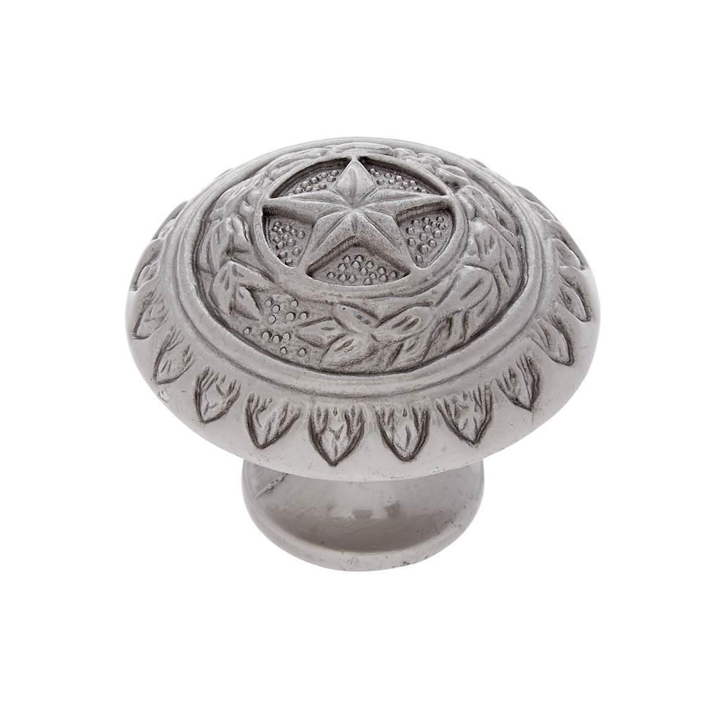 JVJ Hardware - Lone Star Collection Satin Nickel Finish 1-3/8'' ''Texas Star'' Knob, Composition Zamac - Satin Nickel