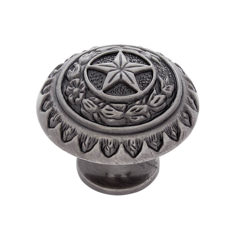 JVJ Hardware - Lone Star Collection Antique Nickel 1-3/8'' ''Texas Star'' Knob, Composition Zamac - Antique Satin Nickel