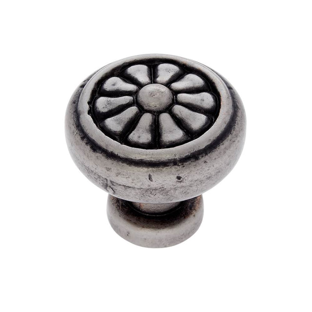 JVJ Hardware - Bedrock Collection Rustic Nickel Finish 32 mm Scalloped Round Knob, Composition Zamac - Rustic Nickel