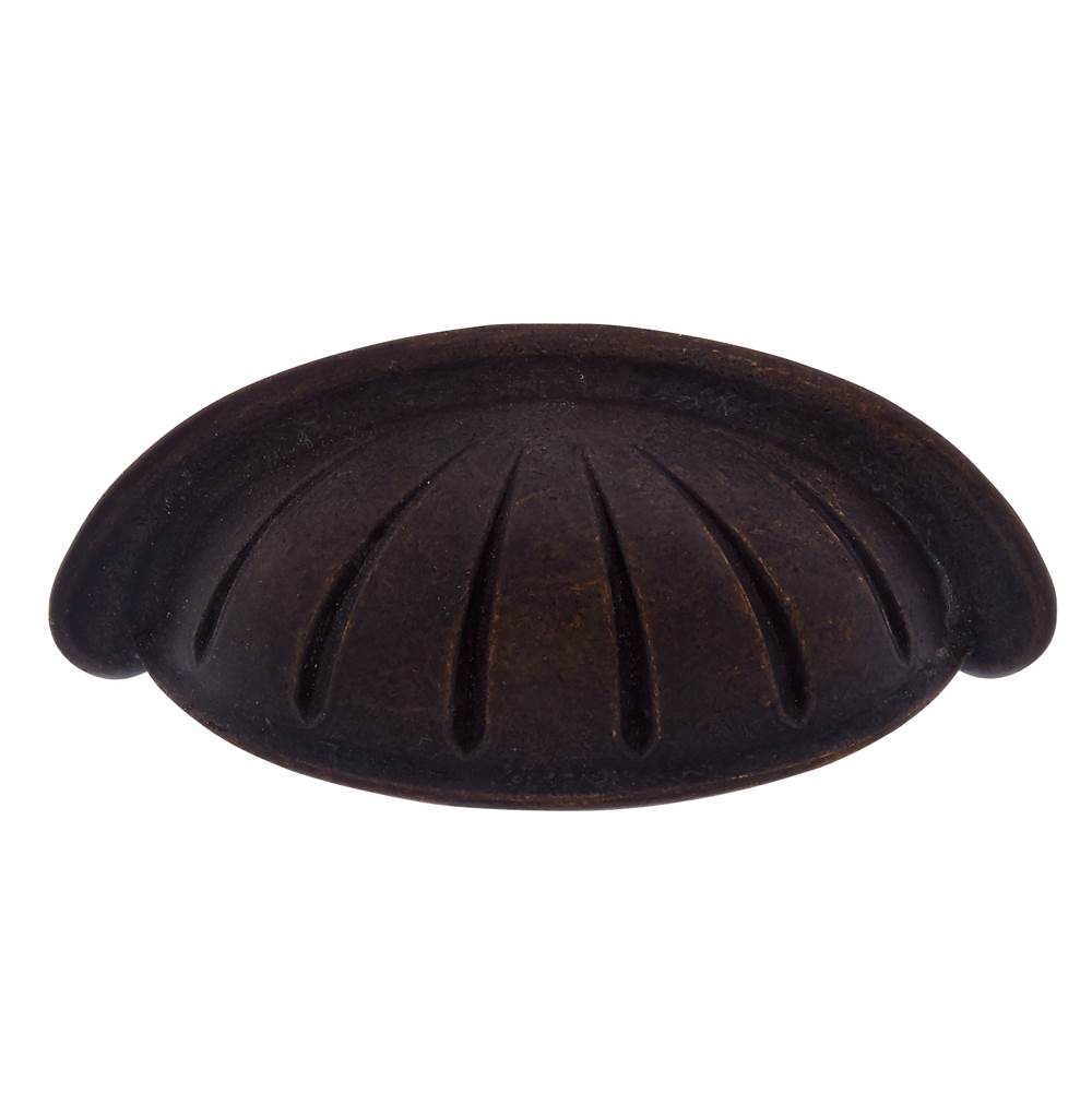 JVJ Hardware - Bedrock Collection Rustic Bronze Finish 3'' c/c Scalloped Cup Pull, Composition Zamac - Rustic Bronze