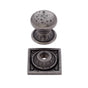 JVJ Hardware - Pompeii Collection Distressed Iron Finish 1-3/8'' Pitted Mushroom Knob with Round and Square Back Plates, Composition Zamac - Aged Iron