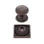 JVJ Hardware - Pompeii Collection Distressed Copper Finish 1-3/8'' Pitted Mushroom Knob with Round and Square Back Plates, Composition Zamac - Aged Copper