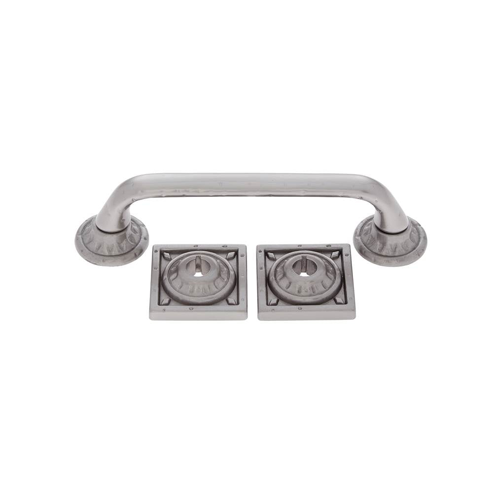 JVJ Hardware - Pompeii Collection Satin Nickel Finish 96 mm Pitted Pull with Round and Square Back Plates, Composition Zamac - Satin Nickel