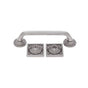 JVJ Hardware - Pompeii Collection Satin Nickel Finish 96 mm Pitted Pull with Round and Square Back Plates, Composition Zamac - Satin Nickel