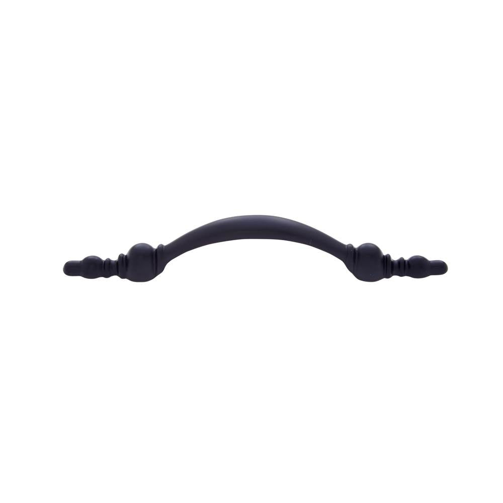 JVJ Hardware - Vintage Collection Matte Black Finish 3'' c/c (5-1/16'' OA) Bowed Bead Footed Pull, Composition Zamac - Matte Black