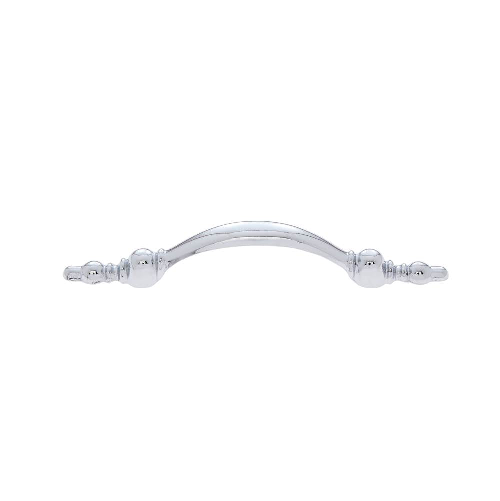JVJ Hardware - Vintage Collection Polished Chrome Finish 3'' c/c (5-1/16'' OA) Bowed Bead Footed Pull, Composition Zamac - Polished Chrome