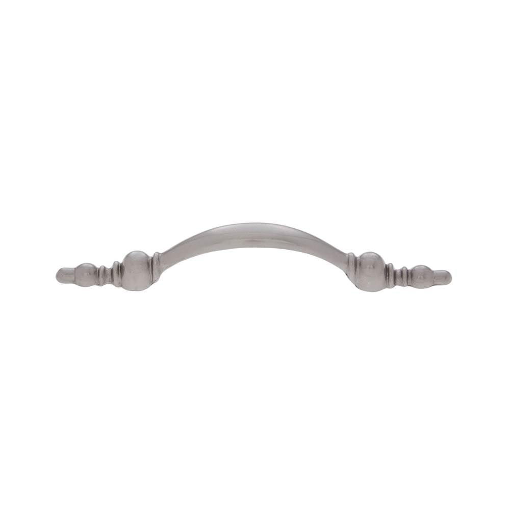 JVJ Hardware - Vintage Collection Satin Nickel Finish3'' c/c (5-1/16'' OA) Bowed Beaded Foot Pull, Composition Zamac - Satin Nickel