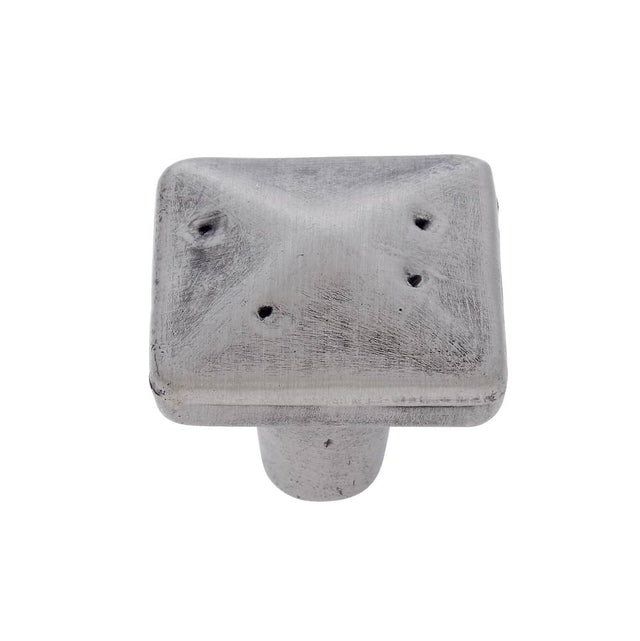 JVJ Hardware - Bedrock Collection Rustic Nickel Finish 1-1/4'' Rustic Square Knob, Composition Zamac - Rustic Nickel