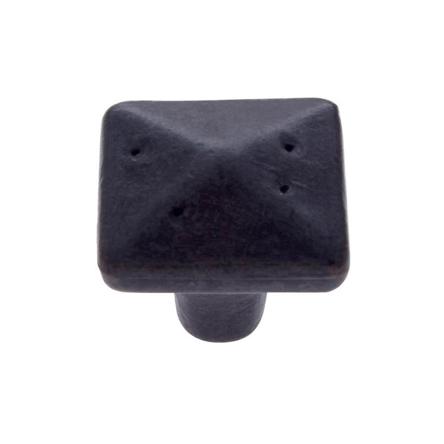 JVJ Hardware - Bedrock Collection Rustic Bronze Finish 1-1/4'' Rustic Square Knob, Composition Zamac - Rustic Bronze