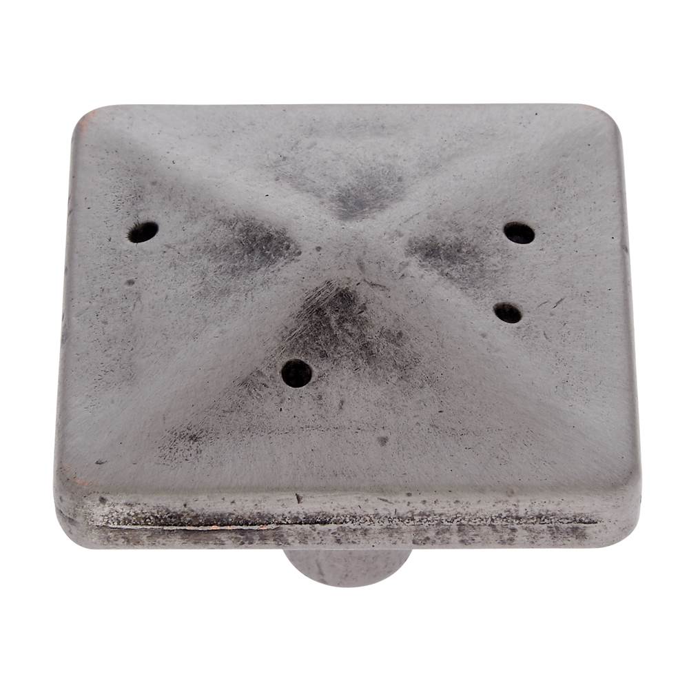 JVJ Hardware - Bedrock Collection Rustic Nickel Finish 1-3/4'' Square Rustic Knob, Composition Zamac - Rustic Nickel
