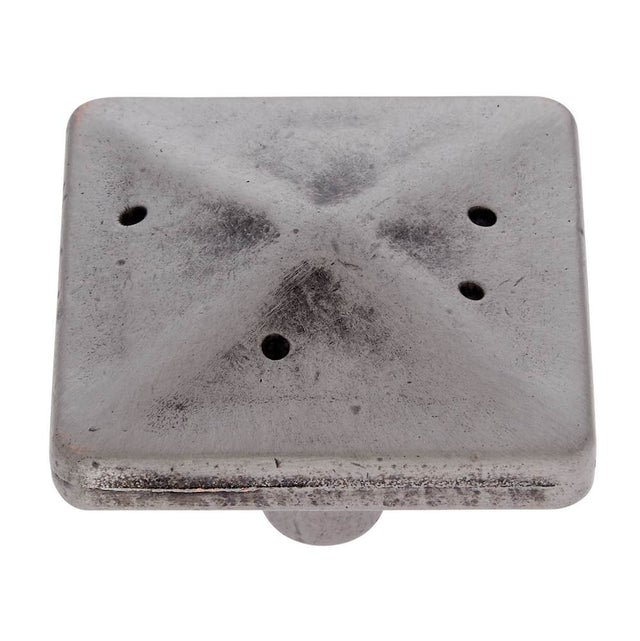 JVJ Hardware - Bedrock Collection Rustic Nickel Finish 1-3/4'' Square Rustic Knob, Composition Zamac - Rustic Nickel