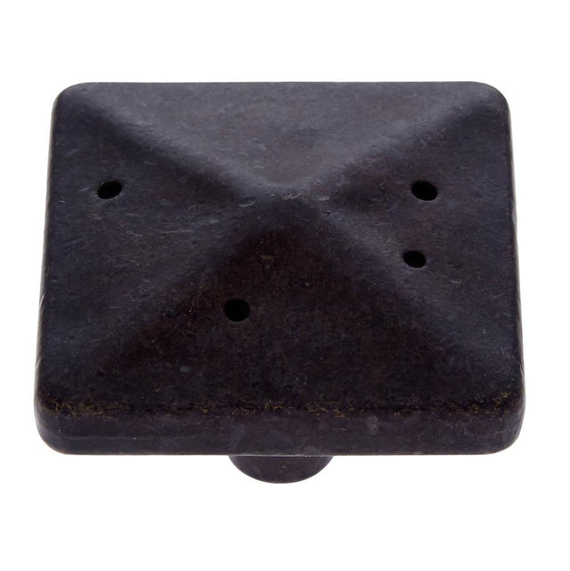 JVJ Hardware - Bedrock Collection Rustic Bronze Finish 1-3/4'' Square Rustic Knob, Composition Zamac - Rustic Bronze