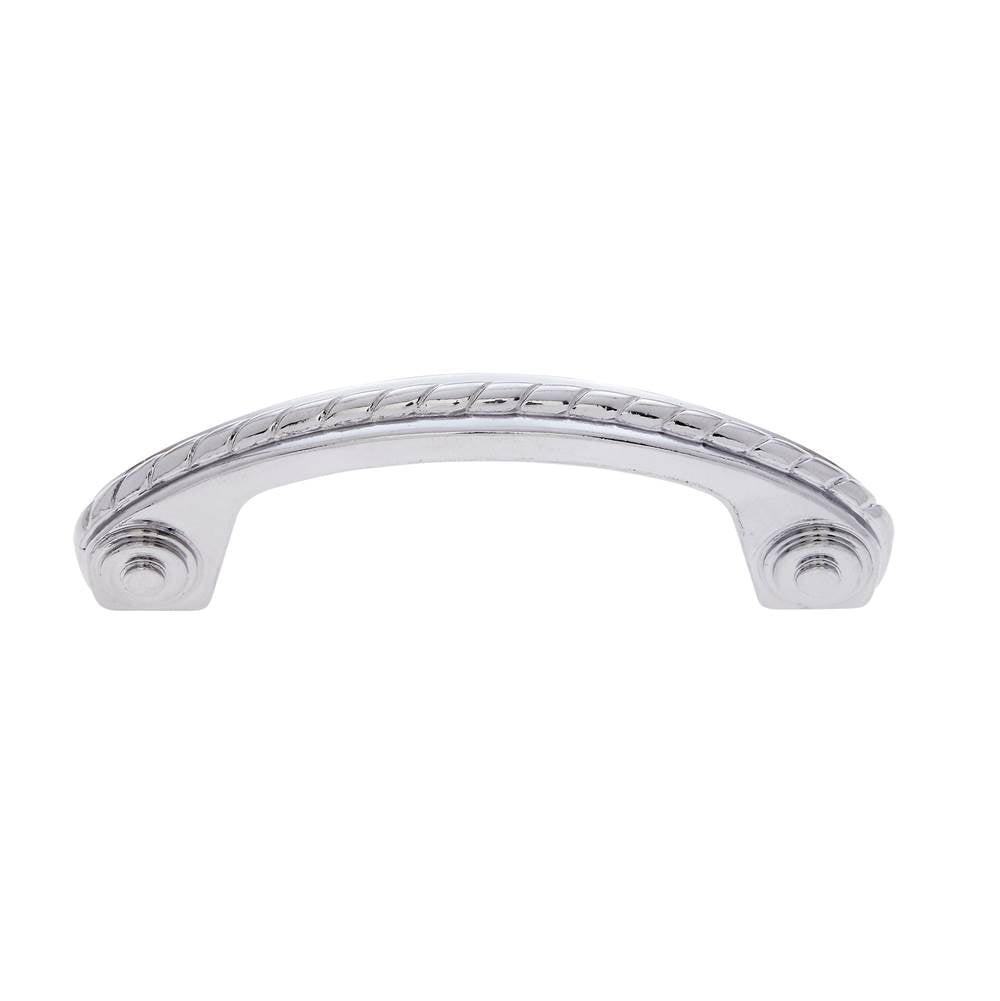 JVJ Hardware - Vintage Collection Polished Chrome Finish 3'' c/c (3-11/16'' OA) English Rope Pull, Composition Zamac - Polished Chrome