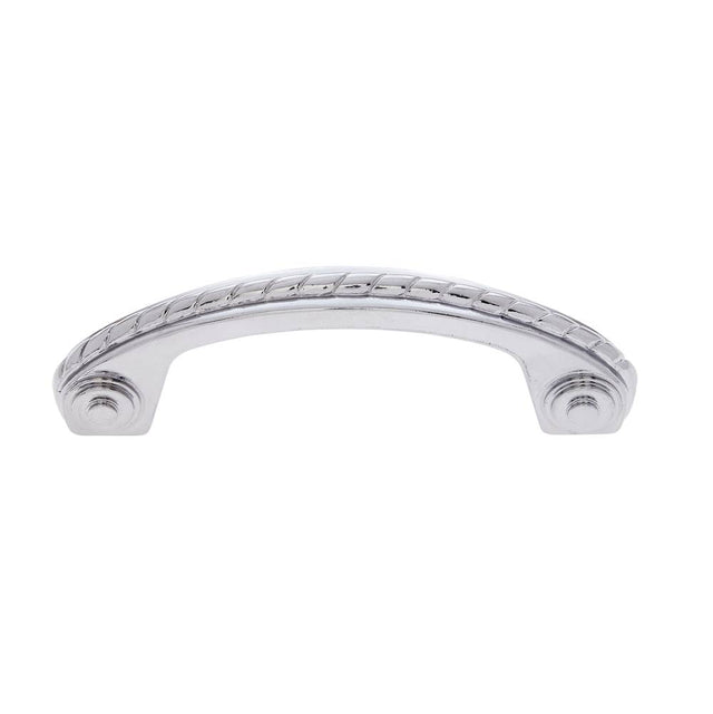 JVJ Hardware - Vintage Collection Polished Chrome Finish 3'' c/c (3-11/16'' OA) English Rope Pull, Composition Zamac - Polished Chrome