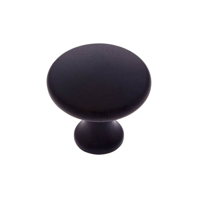 JVJ Hardware - Vintage Collection Matte Black Finish 1-1/4'' Flat Mushroom Knob, Composition Zamac - Matte Black