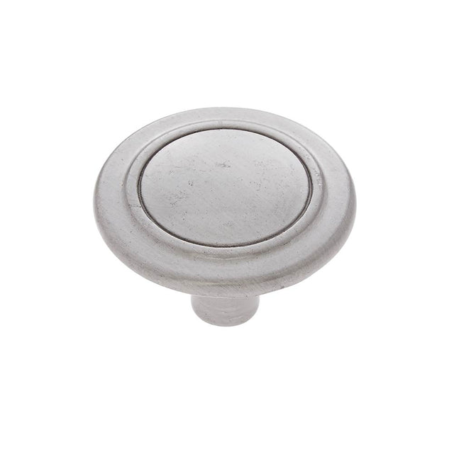 JVJ Hardware - Vintage Collection Satin Nickel Finish 1-1/4'' Ringed Knob, Composition Zamac - Satin Nickel