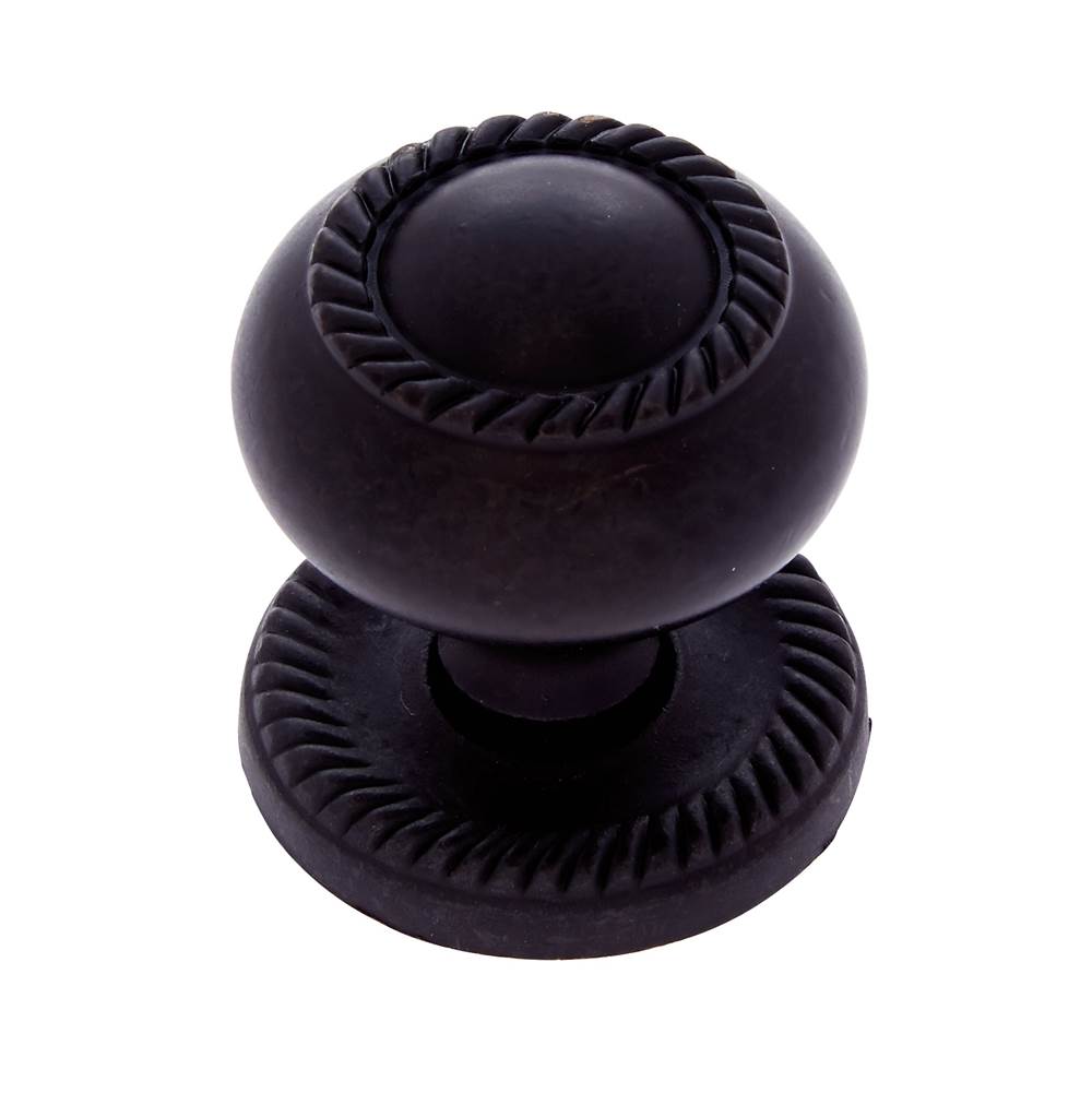 JVJ Hardware - Vintage Collection Oil Rubbed Bronze Finish 1-1/4'' Rope Knob w/ Back Plate, Composition Zamac - Old World Bronze