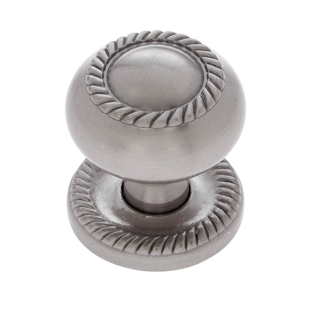 JVJ Hardware - Vintage Collection Satin Nickel Finish 1-1/4'' Rope Knob w/Back Plate, Composition Zamac - Satin Nickel