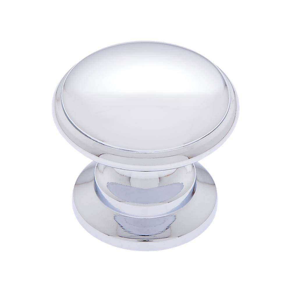 JVJ Hardware - Newport Collection Polished Chrome 32 mm Round Knob, Composition Zamac - Polished Chrome