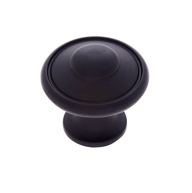 JVJ Hardware - Vintage Collection Matte Black Finish 1-3/16'' Large Button Knob, Composition Zamac - Matte Black