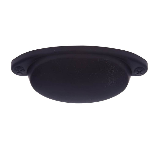 JVJ Hardware - Vintage Collection Matte Black Finish 2-1/2'' c/c Smooth Cup Pull, Composition Zamac - Matte Black