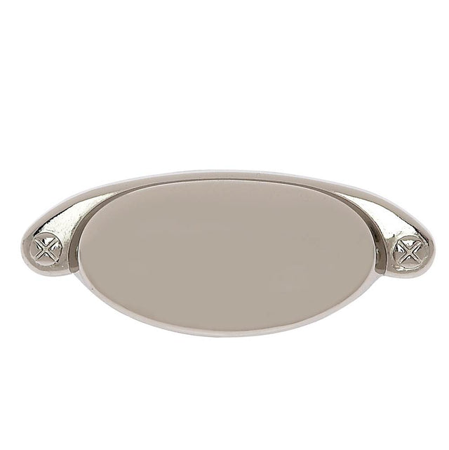 JVJ Hardware - Vintage Collection Polished Nickel Finish 2-1/2'' c/c Smooth Cup Pull, Composition Zamac - Polished Nickel